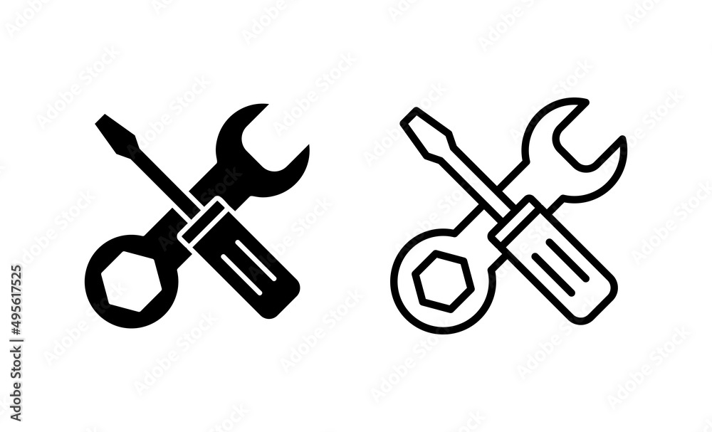 Repair tools icon vector. tool sign and symbol. vectorting icon. Wrench and screwdriver. Service Repair tools icon vector. tool sign and symbol. vectorting icon. Wrench and screwdriver. Service