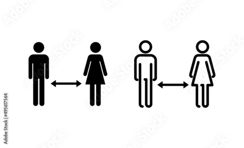 Social distancings vector. social distance sign and symbol. self quarantine sign
