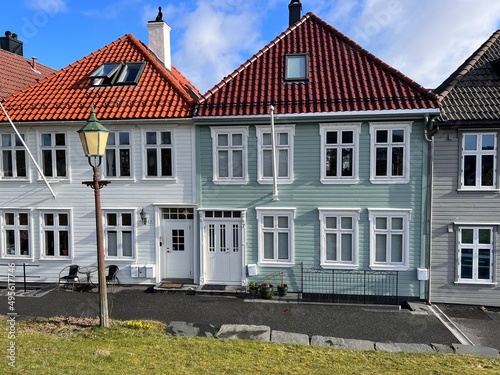 Narrow Historic Streets in Nordnes Bergen Norway