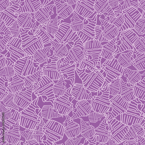 Vector Purple Party Cupcakes Foods background pattern