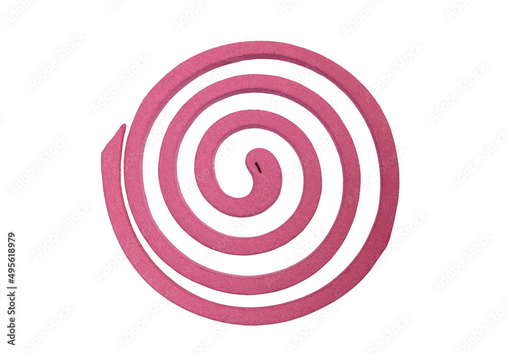 Pink mosquito repellent coil isolated on white background with clipping path. Pink mosquito repellent coil isolated on white background with clipping path.