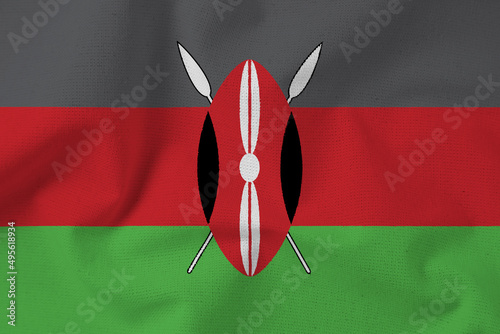 Kenya 3D waving flag illustration. Texture can be used as background.