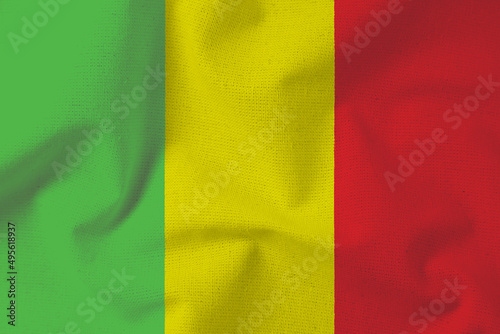 Mali 3D waving flag illustration. Texture can be used as background.