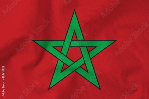 Marocco 3D waving flag illustration. Texture can be used as background.