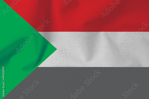 Ssudan 3D waving flag illustration. Texture can be used as background.