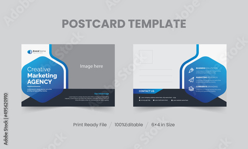 Corporate business postcard template or EDDM postcard design layout, Business postcard