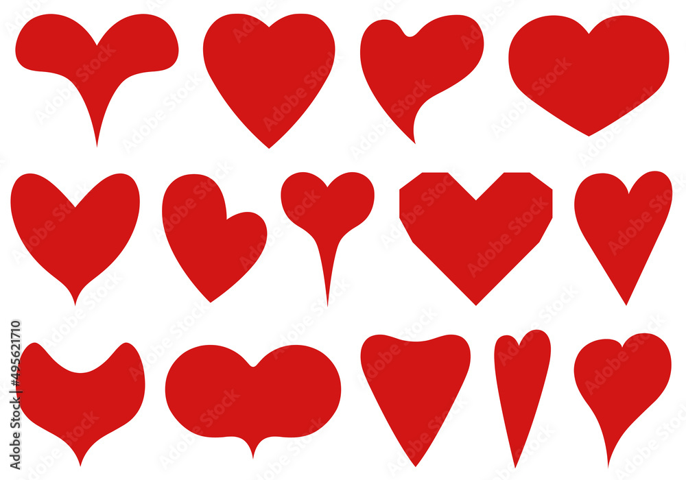 Illustration of different heart shapes isolated on white Illustration of different heart shapes isolated on white