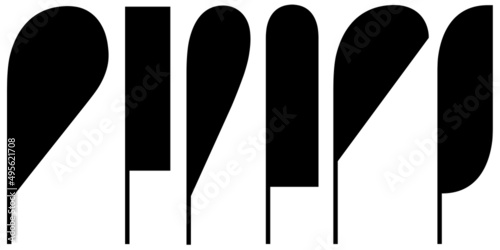 Set of different advertising beach flags isolated on white