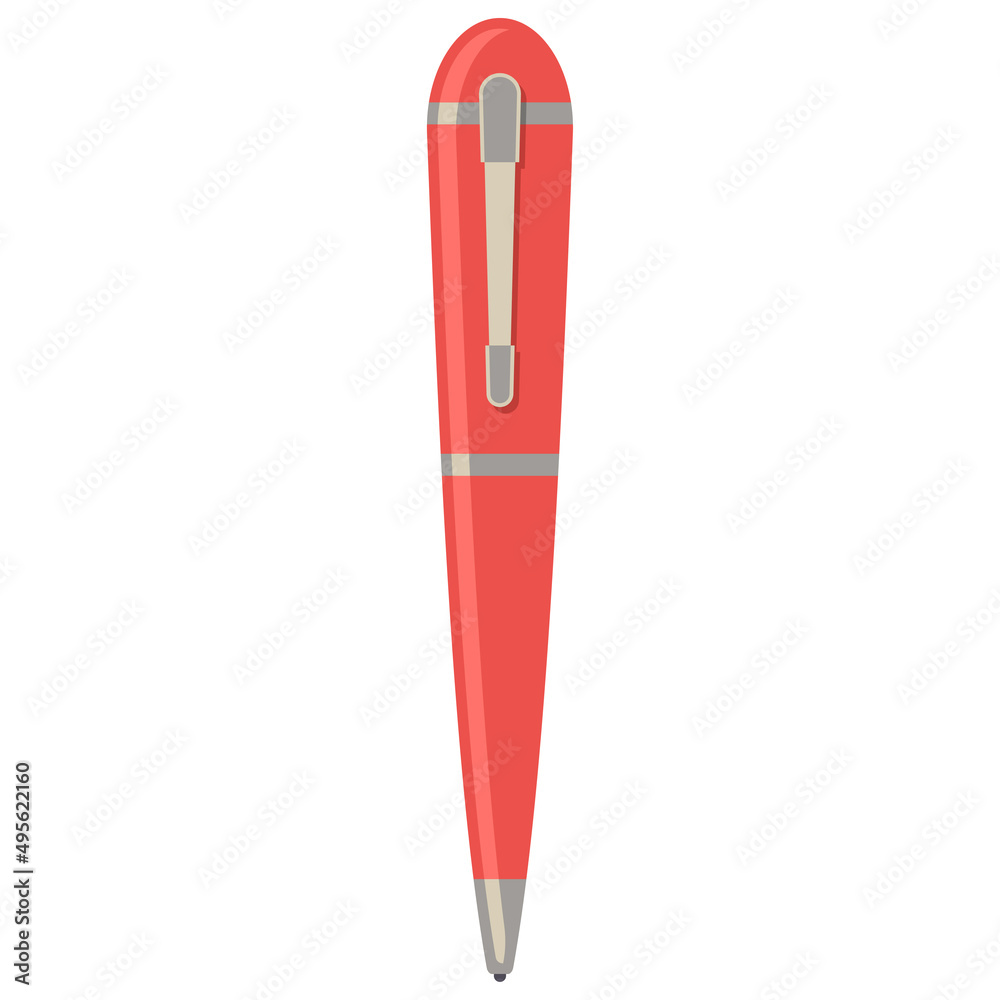 Red pen vector cartoon illustration isolated on a white background. Red pen vector cartoon illustration isolated on a white background.