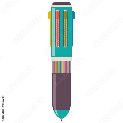 Multicolor pen vector cartoon illustration isolated on a white background.