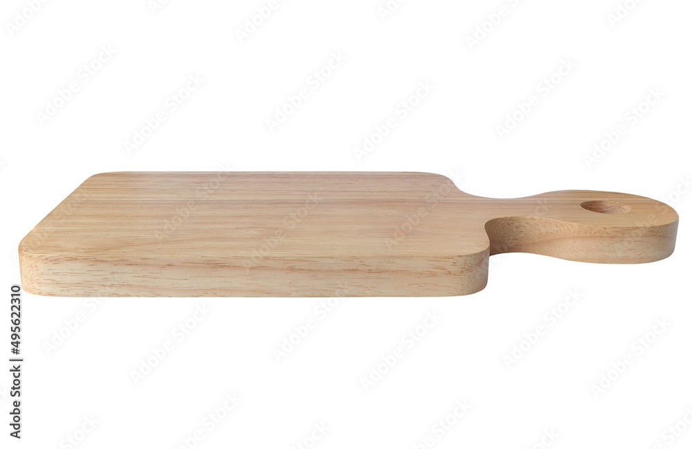 Empty cutting wooden board isolated on white background side view. clipping path. Empty cutting wooden board isolated on white background side view. clipping path.