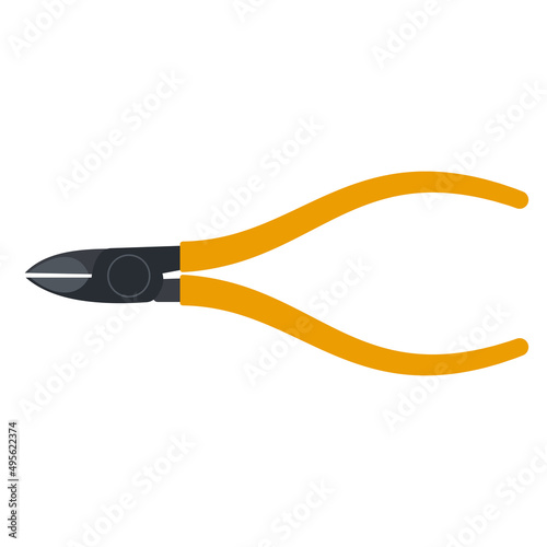 Wire cutters vector cartoon tool illustration isolated on a white background.