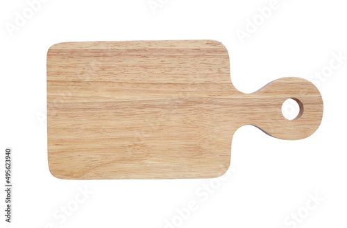 Empty cutting wooden board isolated on white background.Top view with clipping path.