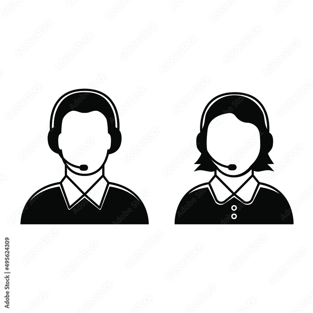 Call Center Icon. Online help, consultation. Man end Women icon. Vector graphics isolated on white background. Vector EPS 10 Call Center Icon. Online help, consultation. Man end Women icon. Vector graphics isolated on white background. Vector EPS 10