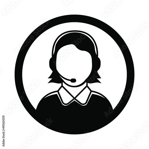 Call Center Icon. Online help, consultation. Women icon. Vector graphics isolated on white background. Vector EPS 10	