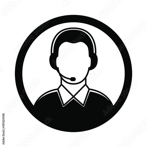 Call Center Icon. Online help, consultation. Man icon. Vector graphics isolated on white background. Vector EPS 10	