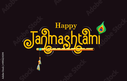 Janmashtami typography, lord Krishna religious festival