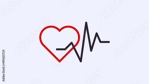 Heartbeat display on monitor and heart rhythm flat illustration. 