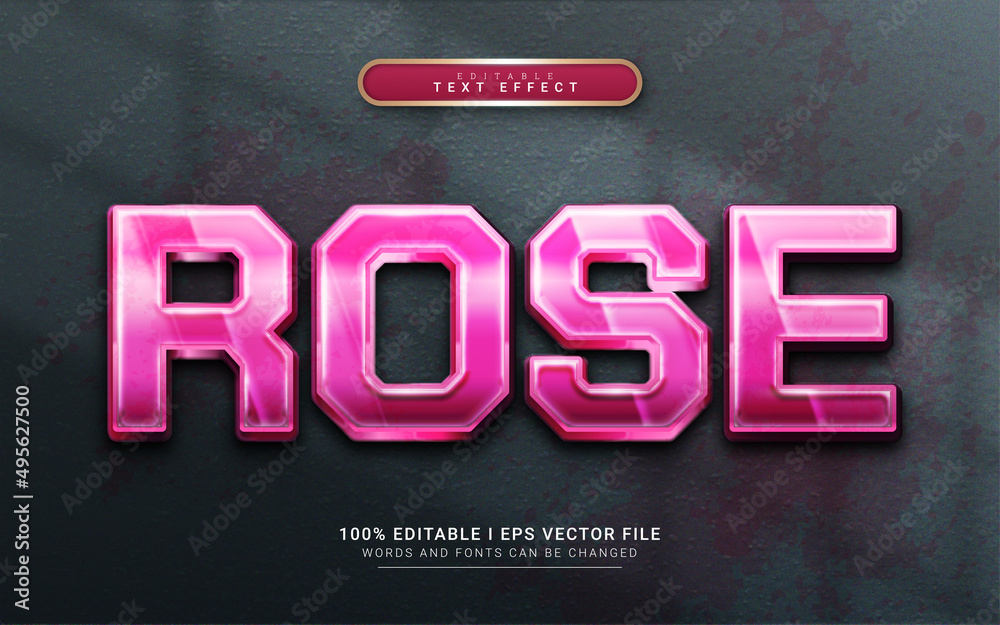 pink glossy rose 3d style text effect
