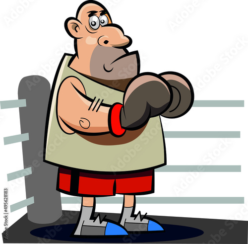 boxeador espera en su esquina en el ring © PepeCartoon