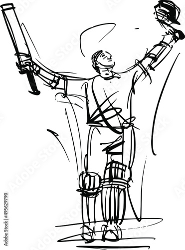 the vector illustration of the cricket player with cricket bat