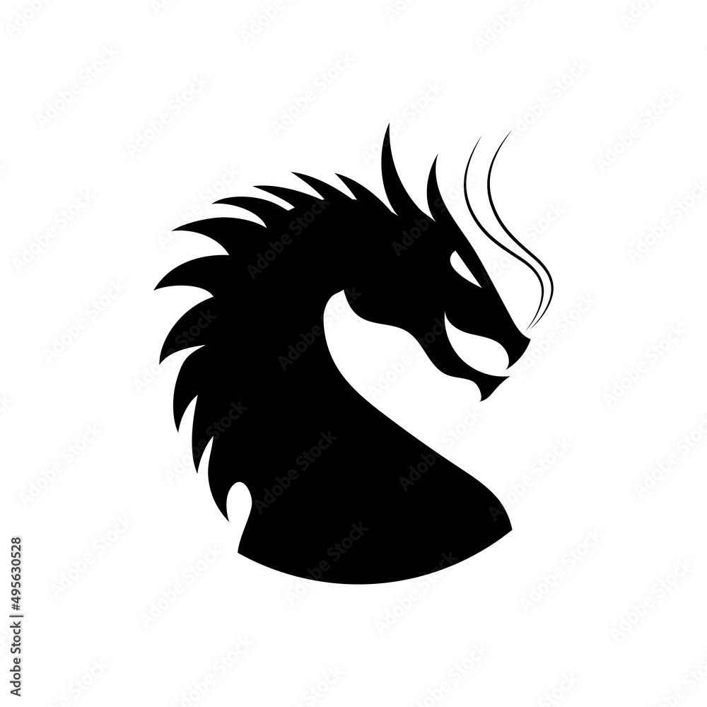 Obraz premium head dragon simple logo symbol icon illustration design vector