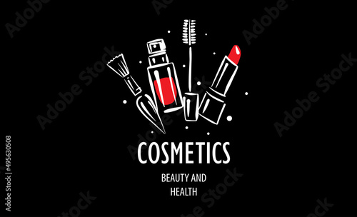 Vector logo drawn by cosmetics on a black background
