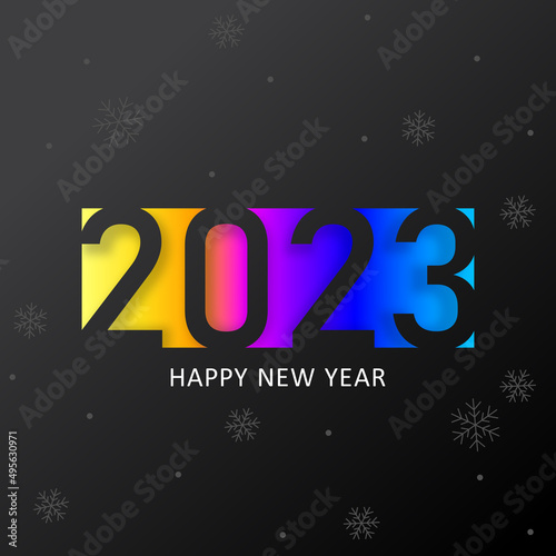 Happy new year. Holiday background. 2023. Happy new year. 2023 new year. Happy new year design. Colorful holiday background for calendar or web banner. 2022 celebration. Dark and bright 2023