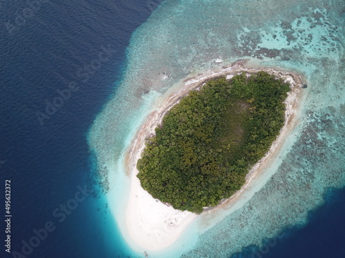 Uninhabited islands, Maldivies. View from above. No filters
