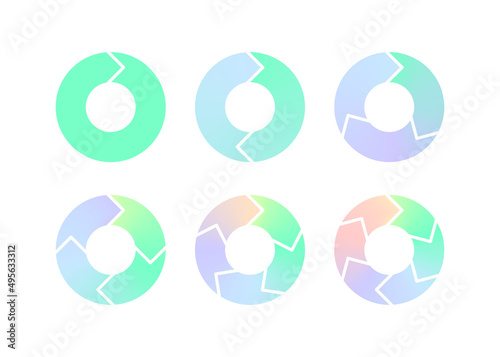 Circle color chart with arrows for infographic, circular diagram. 1, 2, 3, 4, 5, 6 options, parts, steps. Way of displaying information in template cycling graph, presentation or processes. Vector