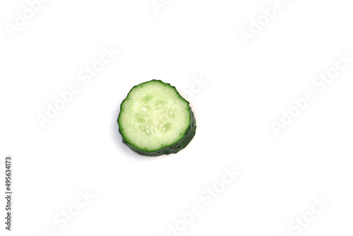 cut piece of cucumber isolated on white background