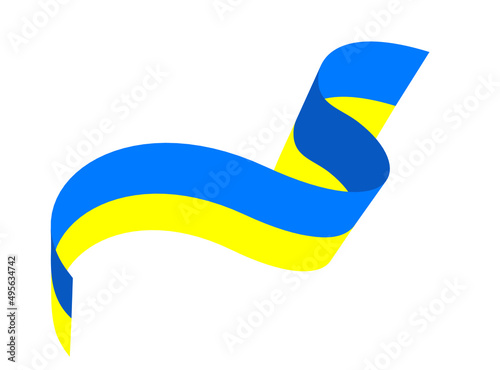 Ukrainian flag in the wind. Yellow ribbon. . No war, Save Ukraine. Vector
 illustration.