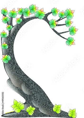 Vector of a curvy tree on a white background