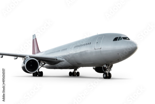 Wide body passenger jet plane isolated on white background