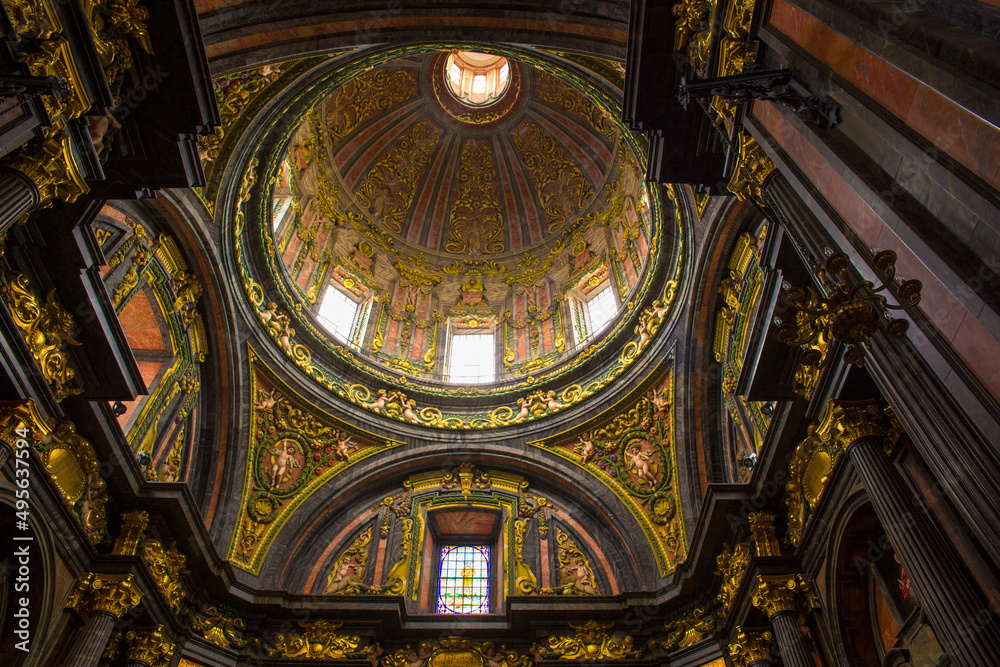 Dome of church of Saint Andrew the Apostle in Madrid, Spain.