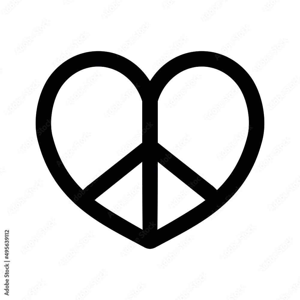 Vector flat heart peace sign isolated on white background Vector flat heart peace sign isolated on white background
