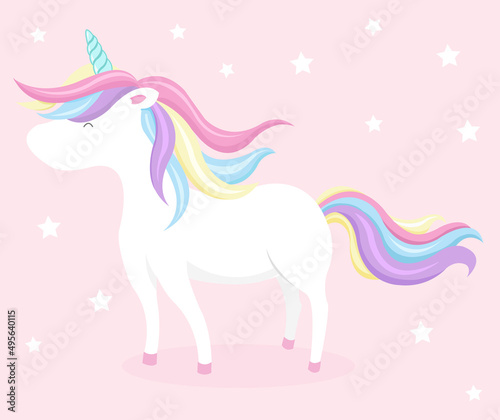 Cute Colorful Unicorn Illustration