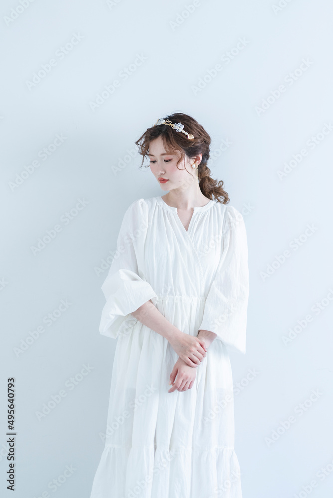 ウェディングヘアメイクをした花嫁