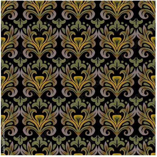 Seamless pattern floral ethnic decoration in art Deco style.