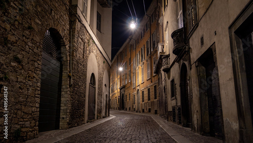 Streets of Bergamo at night