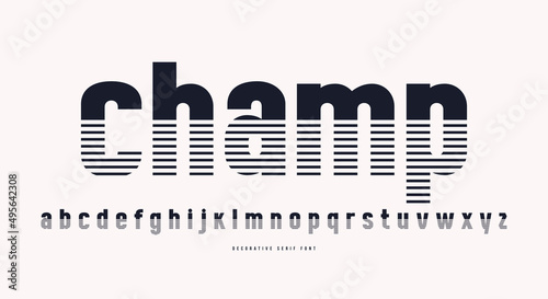 Decorative sans serif font with striped decor