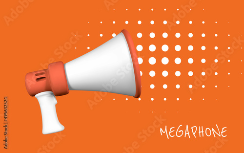 Realistic 3d megaphone. Plastic megaphone with shadow. Vector illustration