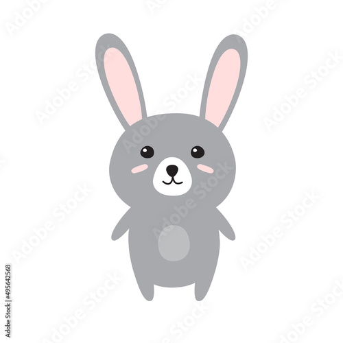 Vector flat cartoon bunny rabbit isolated on white background