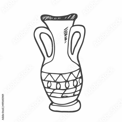 Vector illustration with vases. Doodle drawing.