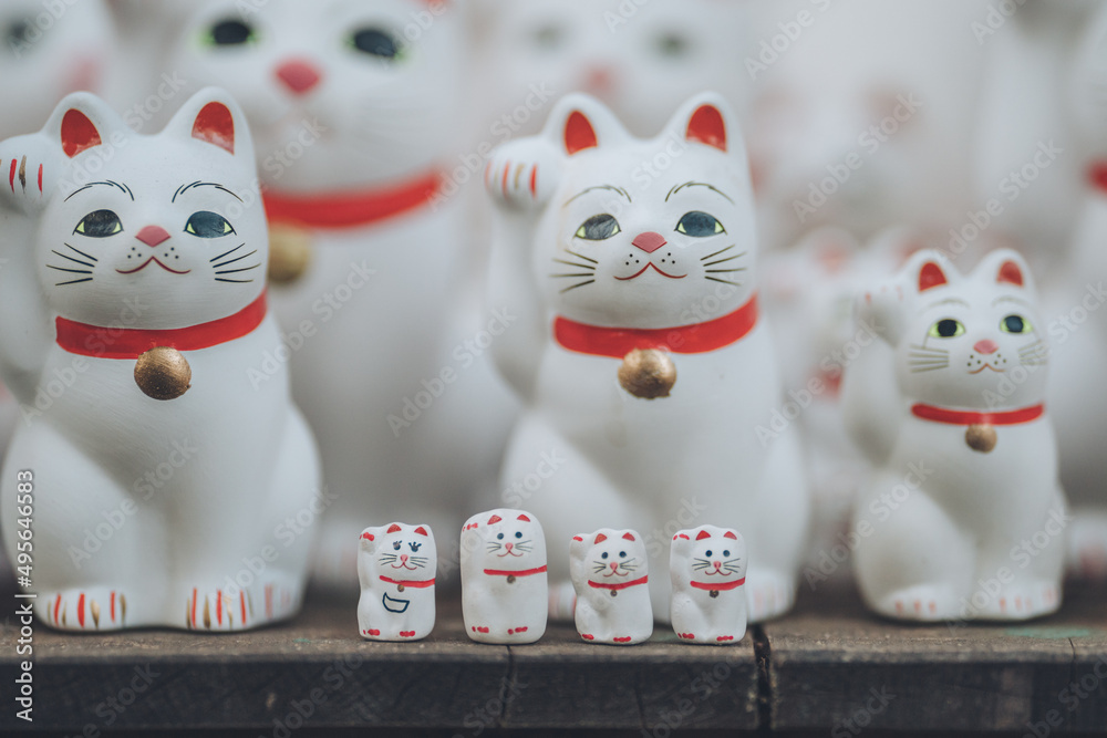 大量に並ぶまねきねこの置き物 大量に並ぶまねきねこの置き物