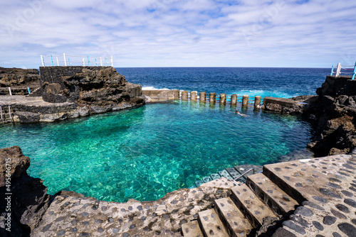 Charco Azul natural swimming pool on the Canary Island of La Palma photo