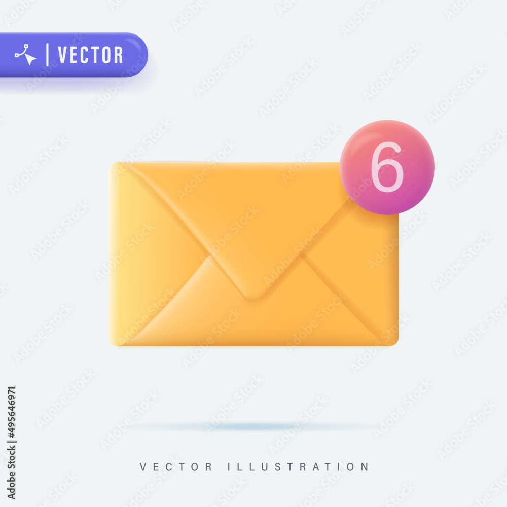 Closed Light Yellow Envelope on White Background Vector Illustration