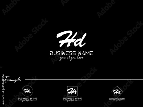 Signature HD Logo, Letter Hd dh Logo Icon Vector Image Design For any type of business