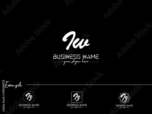 Letter IW Signature Logo, Black Iw wi Logo Icon Vector For Unique Business