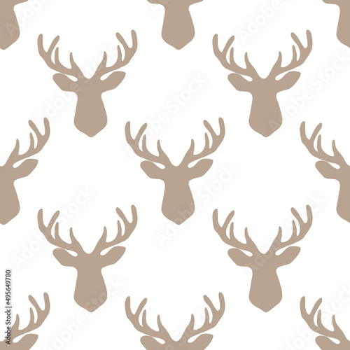 pattern beige reindeer on whote backround